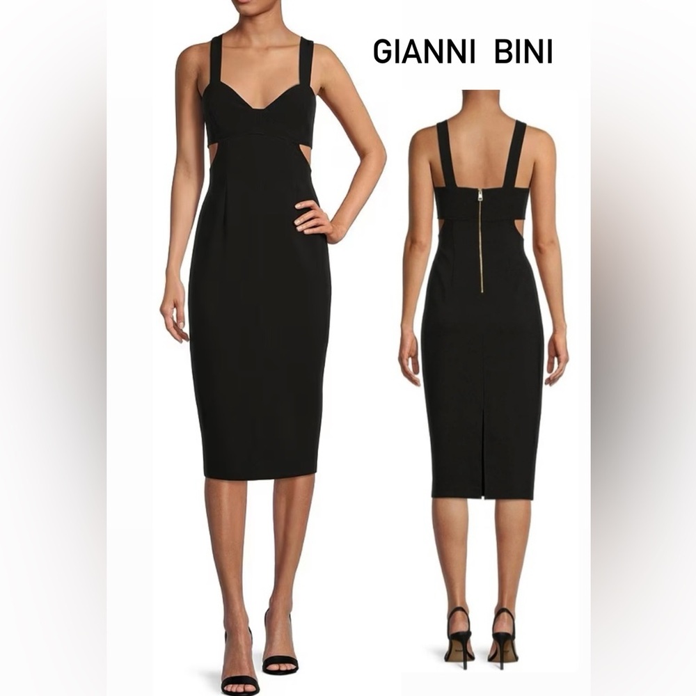 Little black dress - black sweetheart neckline cocktail dress with cutouts